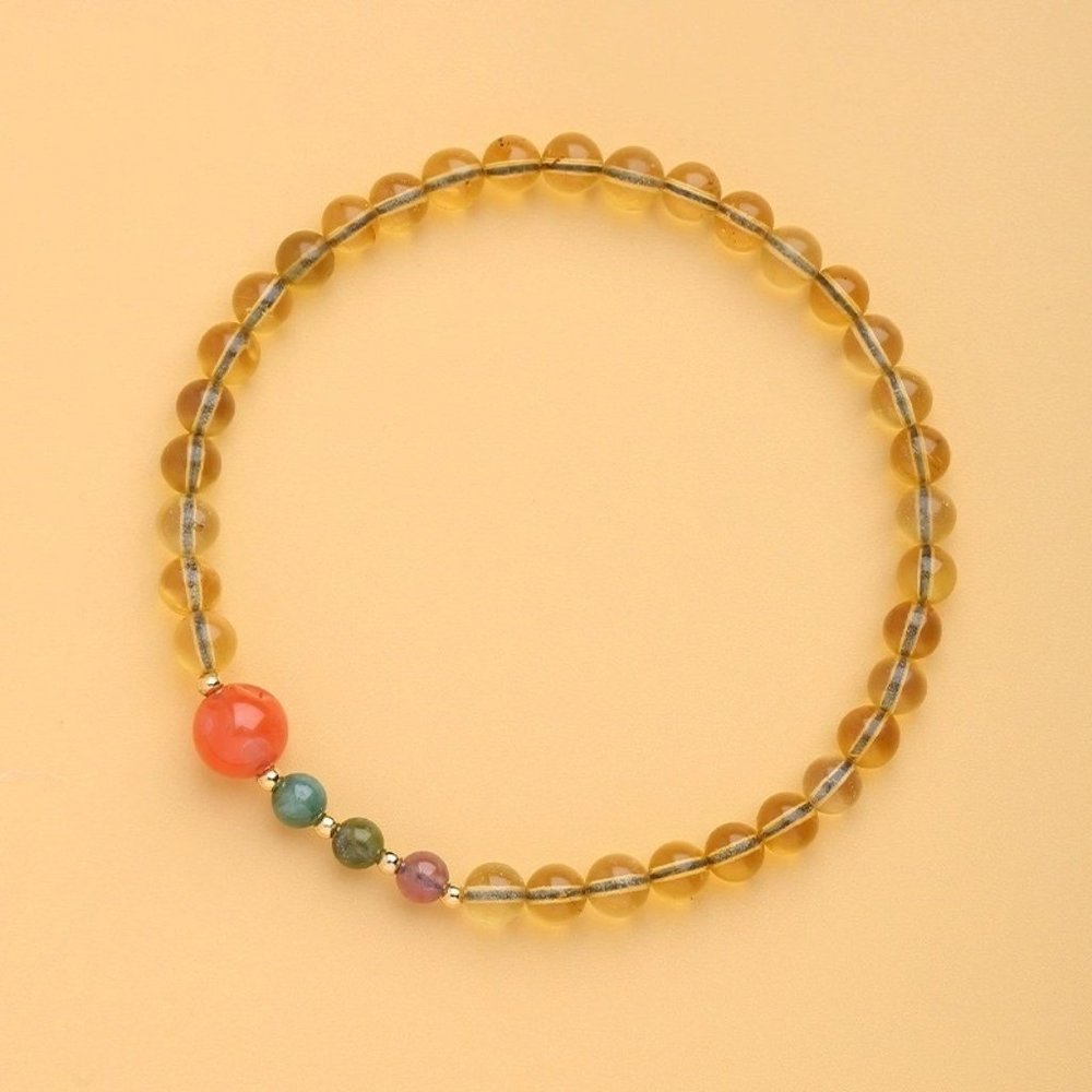 4.5mm Citrine+ Tourmaline+ Agate Energy Bracelet 15cm